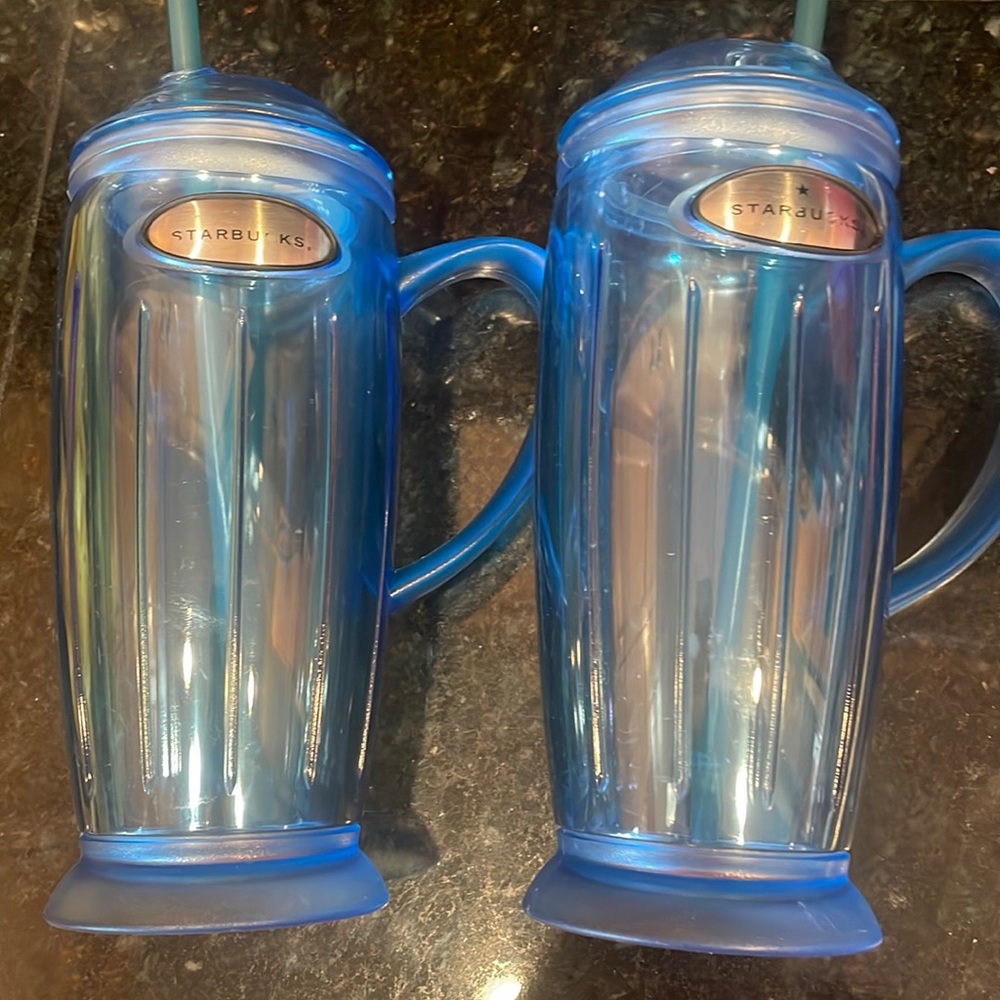 2- 2001 Starbucks Barista Rocket Tumblers with Straws